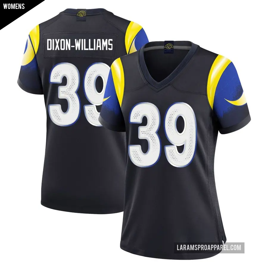 Women's Los Angeles Rams ＃39 Malik Dixon-Williams Blue Limited Midnight 2025 Rivalries Collection Jersey