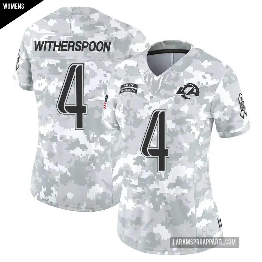 Women's Los Angeles Rams ＃4 Ahkello Witherspoon Arctic Camo Limited 2024 Salute to Service Jersey