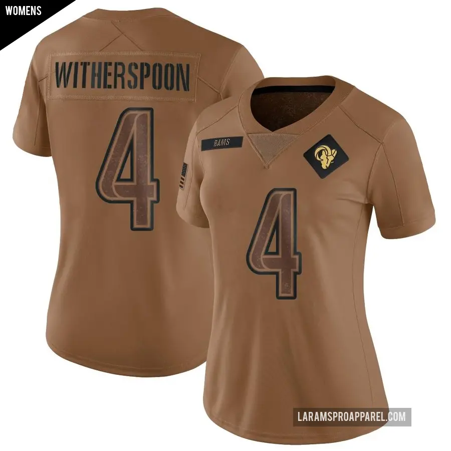 Women's Los Angeles Rams ＃4 Ahkello Witherspoon Brown Limited 2023 Salute To Service Jersey