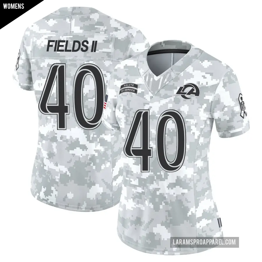 Women's Los Angeles Rams ＃40 Tony Fields II Arctic Camo Limited 2024 Salute to Service Jersey