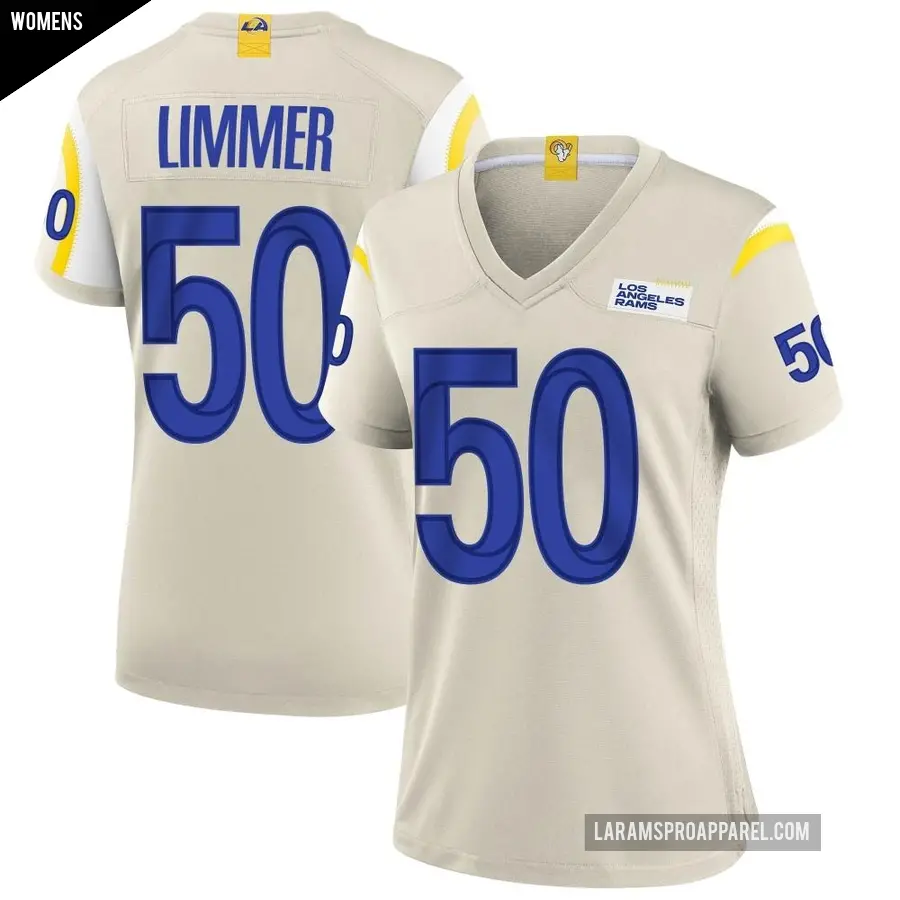 Women's Los Angeles Rams ＃50 Beaux Limmer Game Bone Jersey