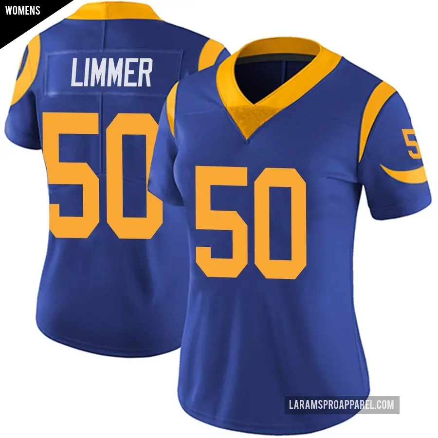 Women's Los Angeles Rams ＃50 Beaux Limmer Royal Limited Alternate Vapor Untouchable Jersey