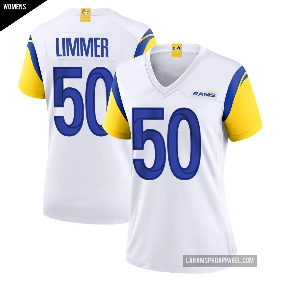 Women's Los Angeles Rams ＃50 Beaux Limmer White Game Jersey