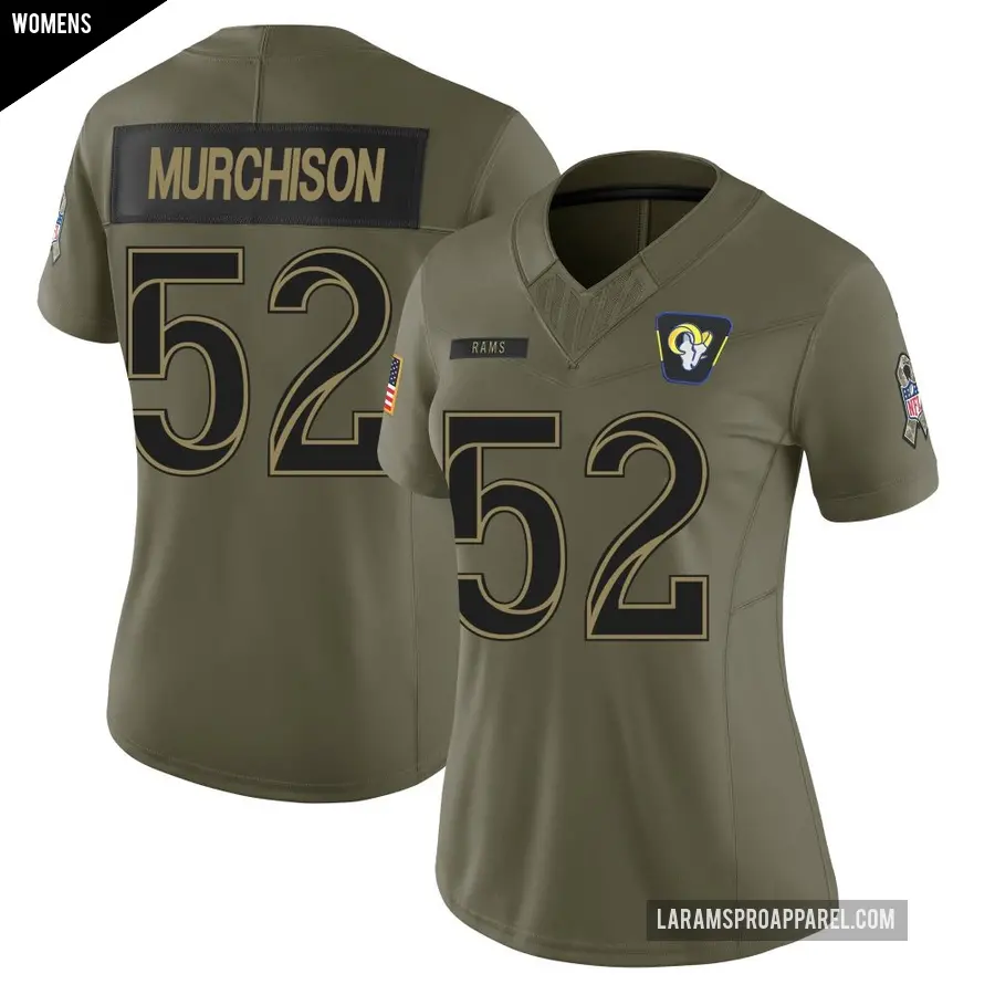 Women's Los Angeles Rams ＃52 Larrell Murchison Olive Limited 2025 Salute to Service Jersey