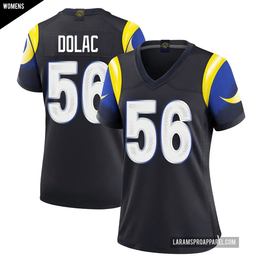 Women's Los Angeles Rams ＃56 Shaun Dolac Blue Limited Midnight 2025 Rivalries Collection Jersey