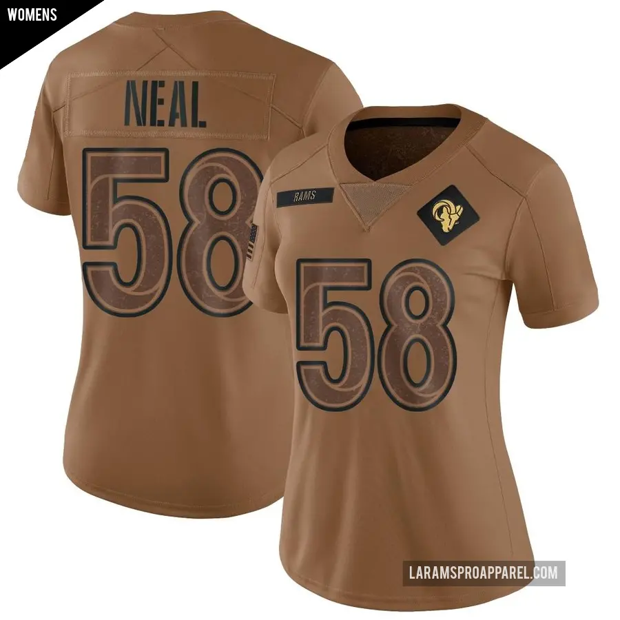 Women's Los Angeles Rams ＃58 Elias Neal Brown Limited 2023 Salute To Service Jersey