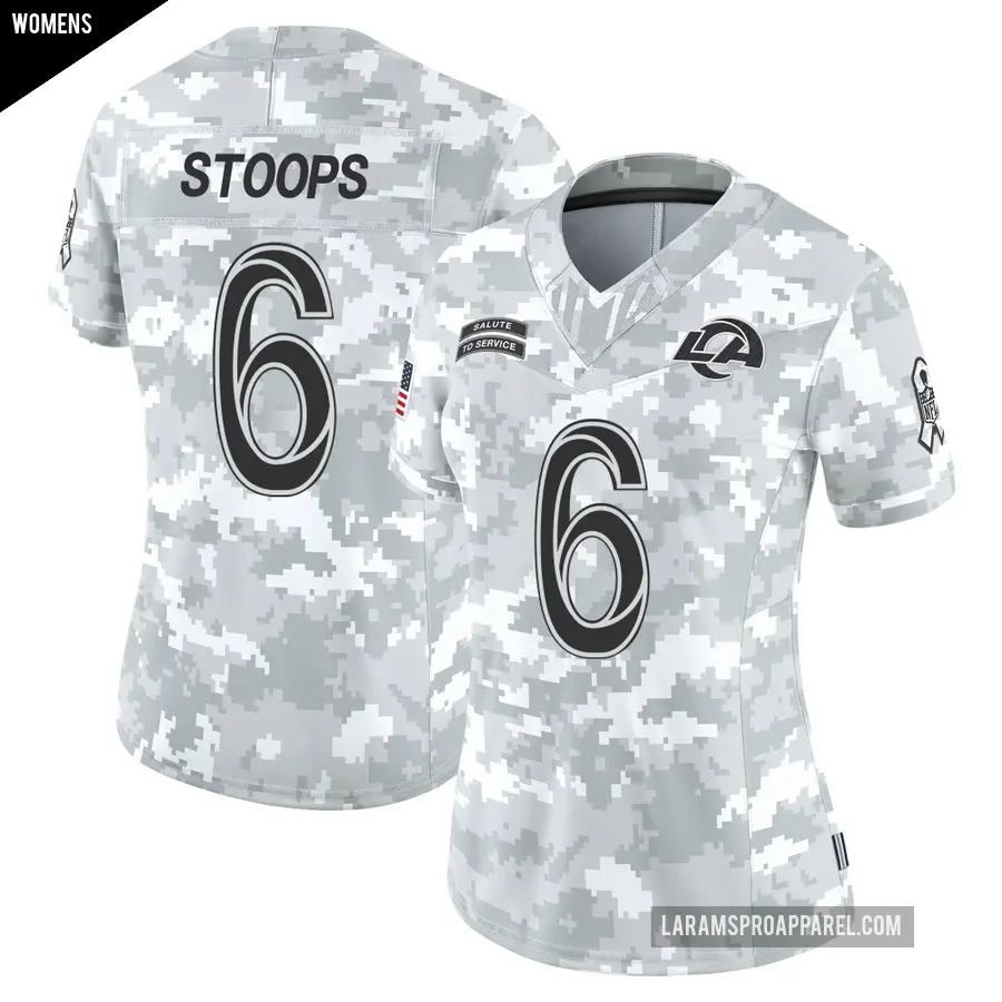 Women's Los Angeles Rams ＃6 Drake Stoops Arctic Camo Limited 2024 Salute to Service Jersey
