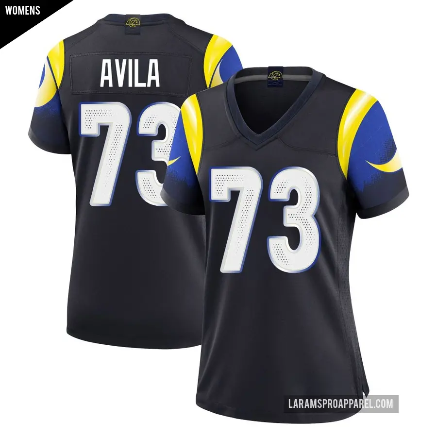 Women's Los Angeles Rams ＃73 Steve Avila Blue Limited Midnight 2025 Rivalries Collection Jersey