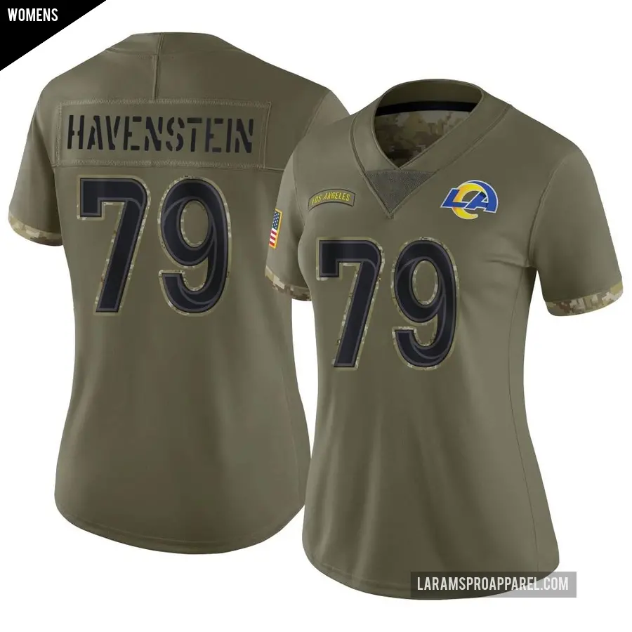 Women's Los Angeles Rams ＃79 Rob Havenstein Olive Limited 2022 Salute To Service Jersey