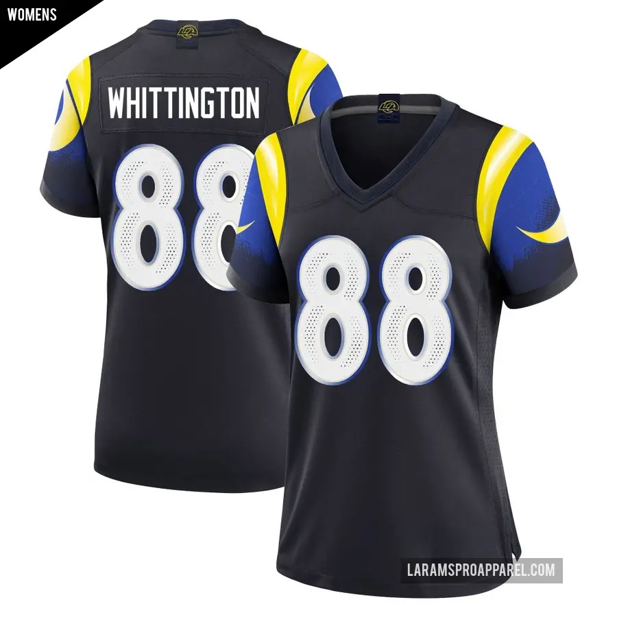 Women's Los Angeles Rams ＃88 Jordan Whittington Blue Limited Midnight 2025 Rivalries Collection Jersey