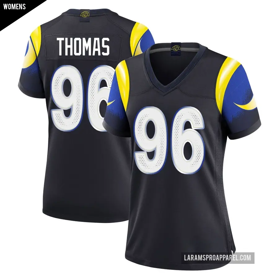 Women's Los Angeles Rams ＃96 Keir Thomas Blue Limited Midnight 2025 Rivalries Collection Jersey