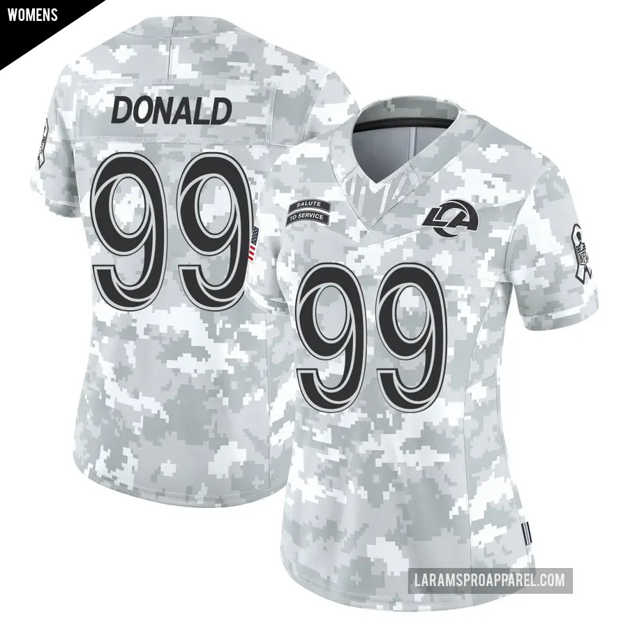 Women's Los Angeles Rams ＃99 Aaron Donald Arctic Camo Limited 2024 Salute to Service Jersey