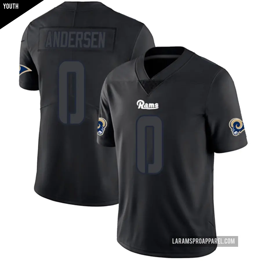 Youth Los Angeles Rams ＃0 Nick Andersen Black Impact Limited Jersey