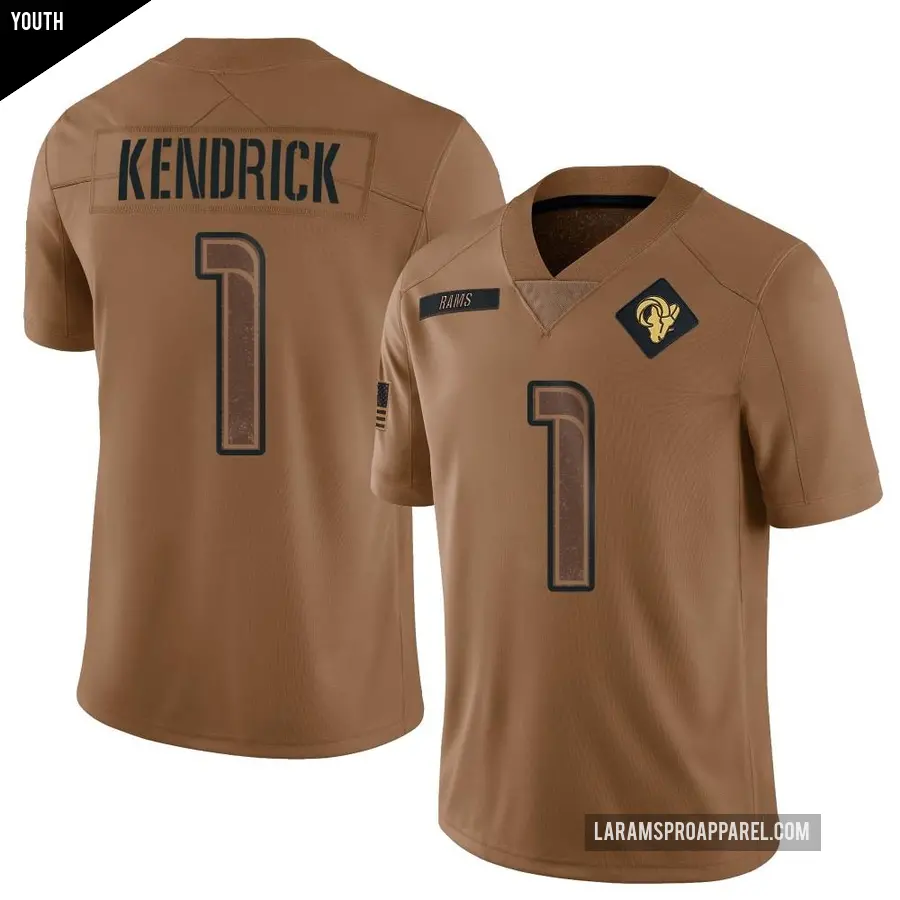 Youth Los Angeles Rams ＃1 Derion Kendrick Brown Limited 2023 Salute To Service Jersey