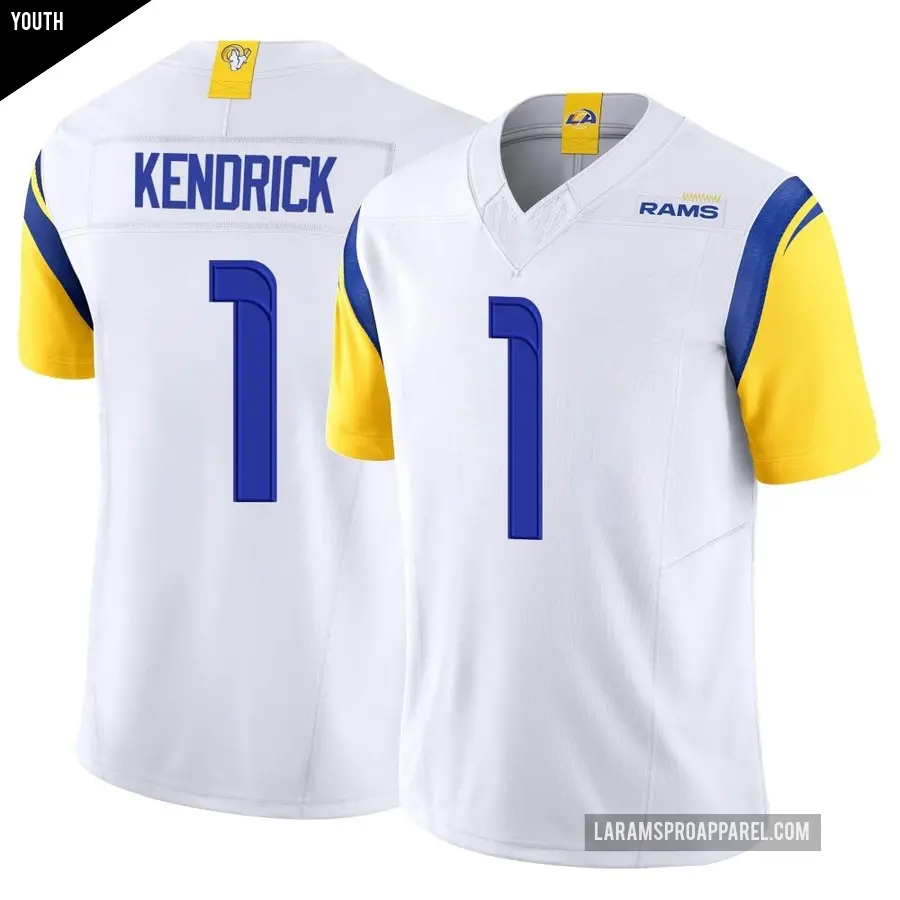 Youth Los Angeles Rams ＃1 Derion Kendrick White Limited Vapor F.U.S.E. Jersey