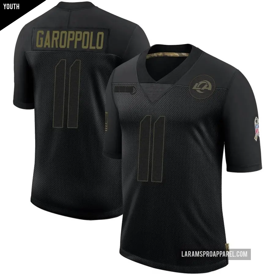 Youth Los Angeles Rams ＃11 Jimmy Garoppolo Black Limited 2020 Salute To Service Jersey
