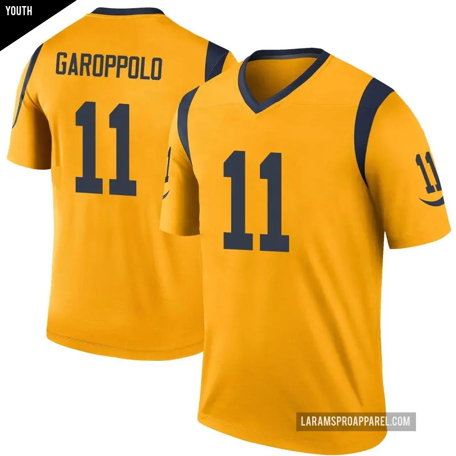 Youth Los Angeles Rams ＃11 Jimmy Garoppolo Gold Legend Color Rush Jersey