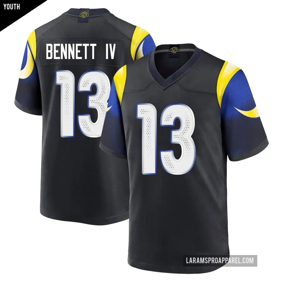 Youth Los Angeles Rams ＃13 Stetson Bennett IV Blue Game Midnight 2025 Rivalries Collection Jersey