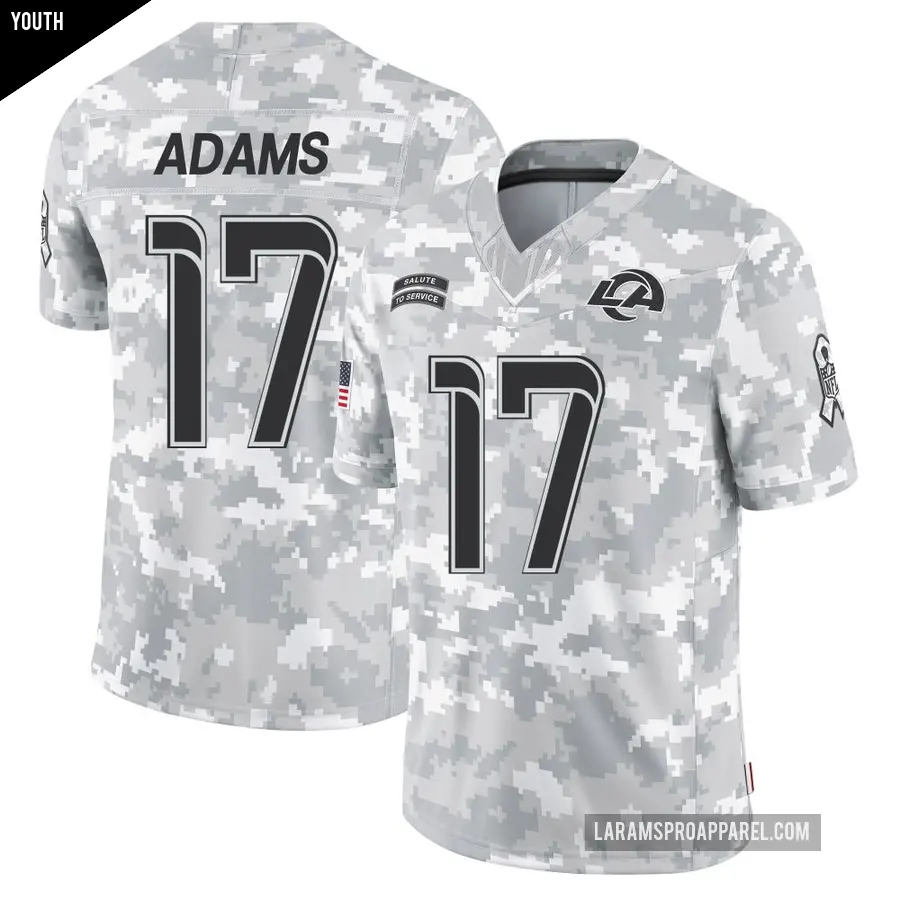 Youth Los Angeles Rams ＃17 Davante Adams Arctic Camo Limited 2024 Salute to Service Jersey