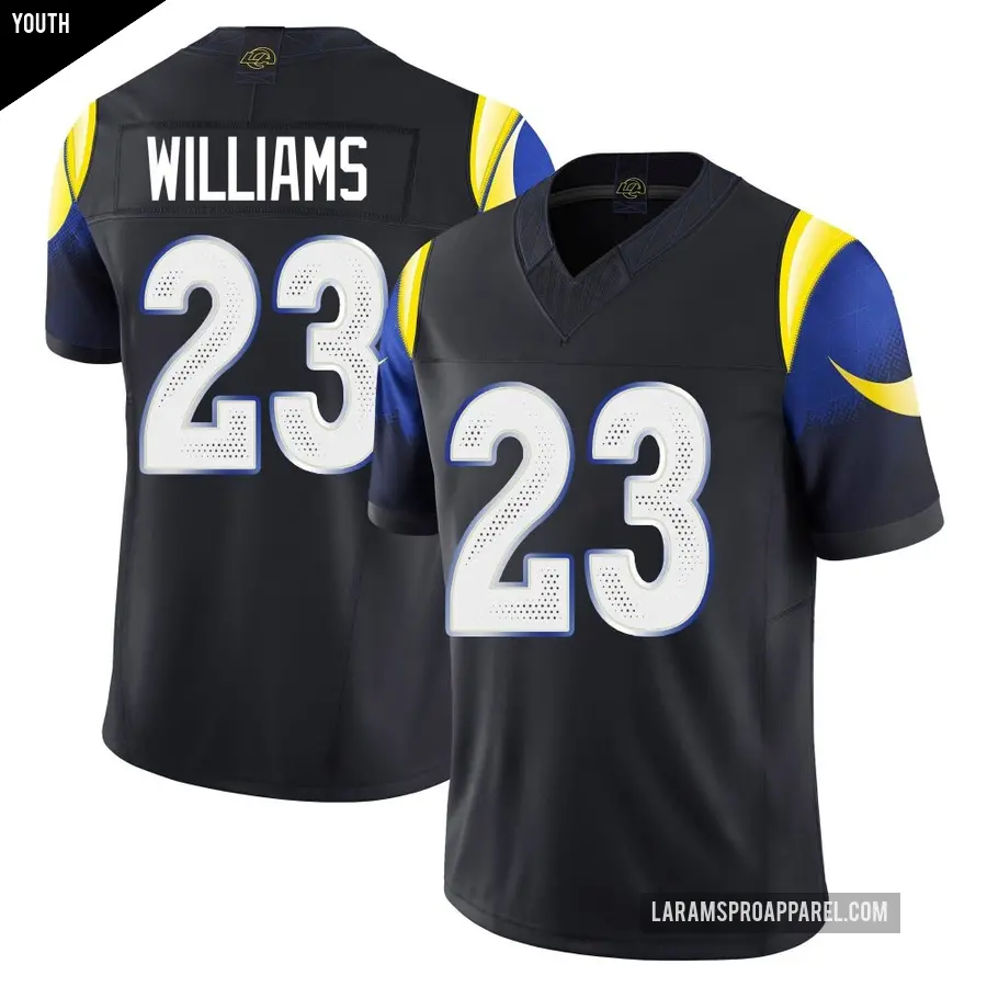 Youth Los Angeles Rams ＃23 Kyren Williams Blue Limited Midnight 2025 Rivalries Collection Jersey