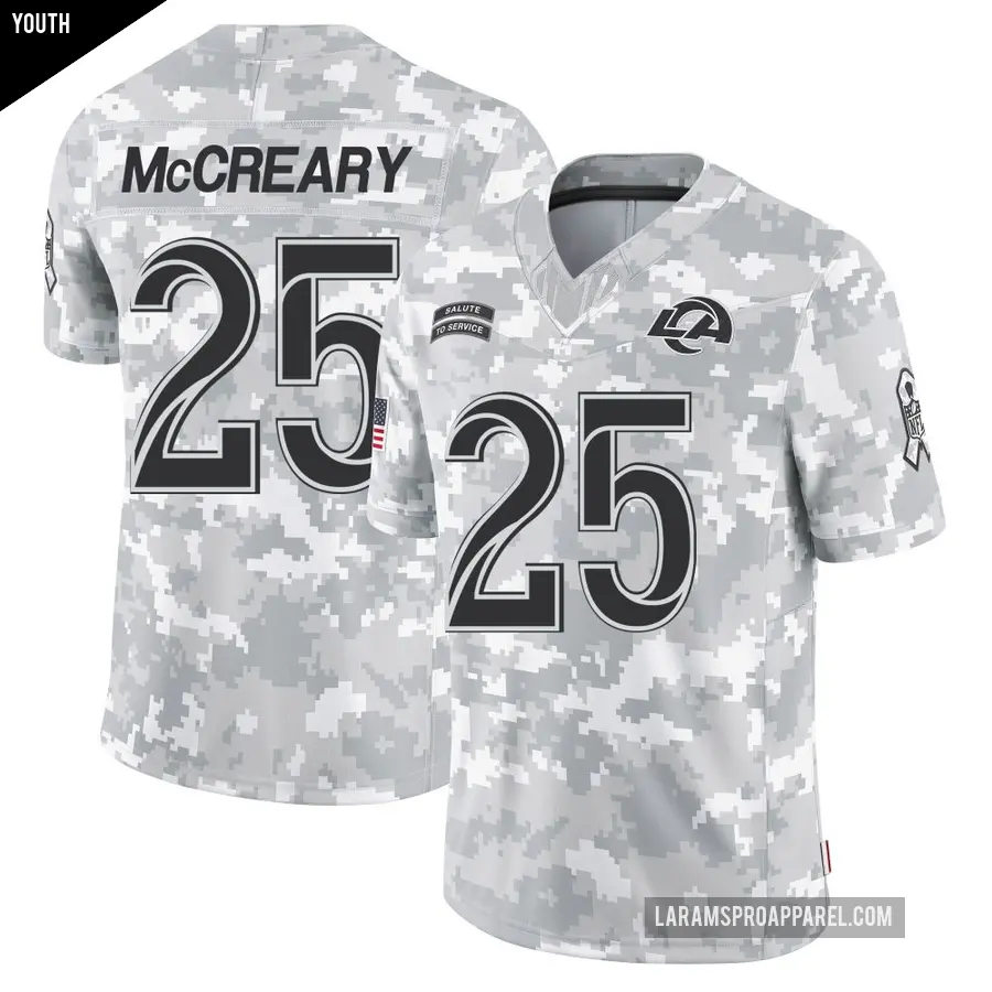 Youth Los Angeles Rams ＃25 Roger McCreary Arctic Camo Limited 2024 Salute to Service Jersey