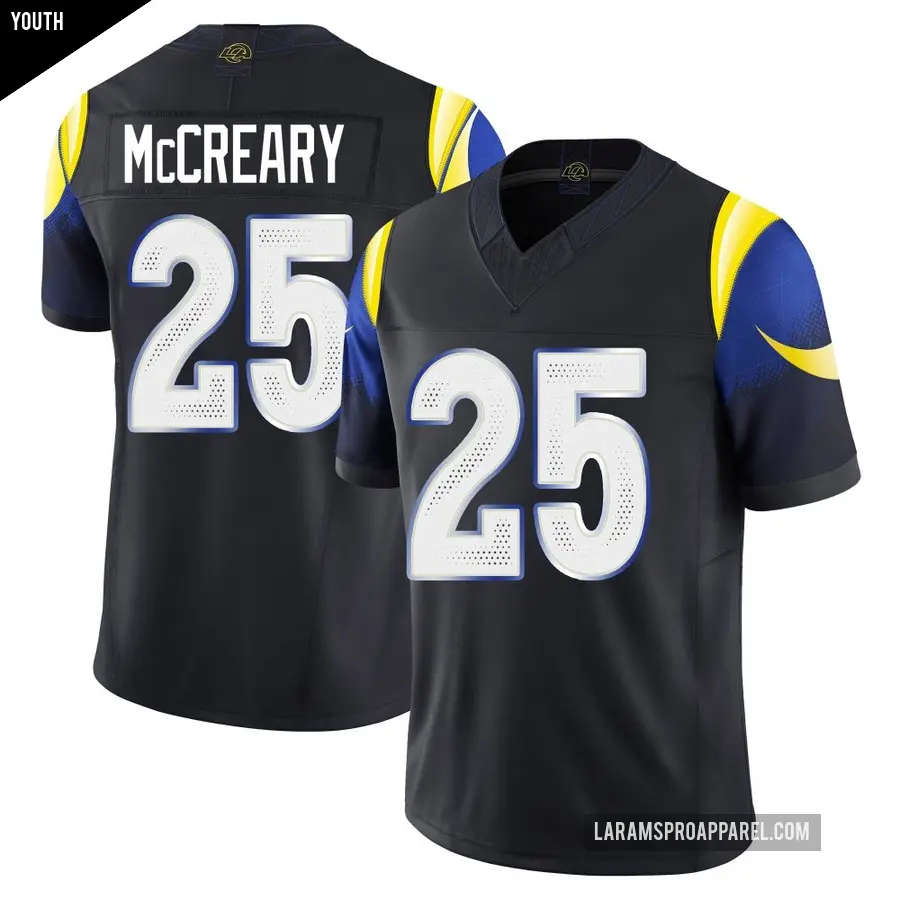 Youth Los Angeles Rams ＃25 Roger McCreary Blue Limited Midnight 2025 Rivalries Collection Jersey