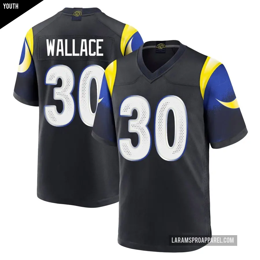 Youth Los Angeles Rams ＃30 Josh Wallace Blue Game Midnight 2025 Rivalries Collection Jersey