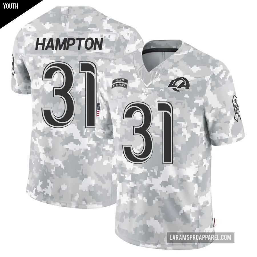 Youth Los Angeles Rams ＃31 Nick Hampton Arctic Camo Limited 2024 Salute to Service Jersey
