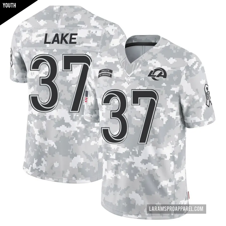 Youth Los Angeles Rams ＃37 Quentin Lake Arctic Camo Limited 2024 Salute to Service Jersey
