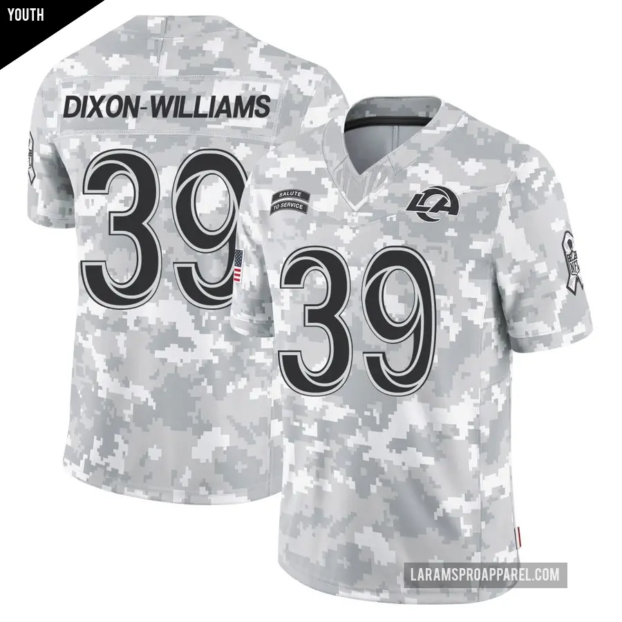 Youth Los Angeles Rams ＃39 Malik Dixon-Williams Arctic Camo Limited 2024 Salute to Service Jersey