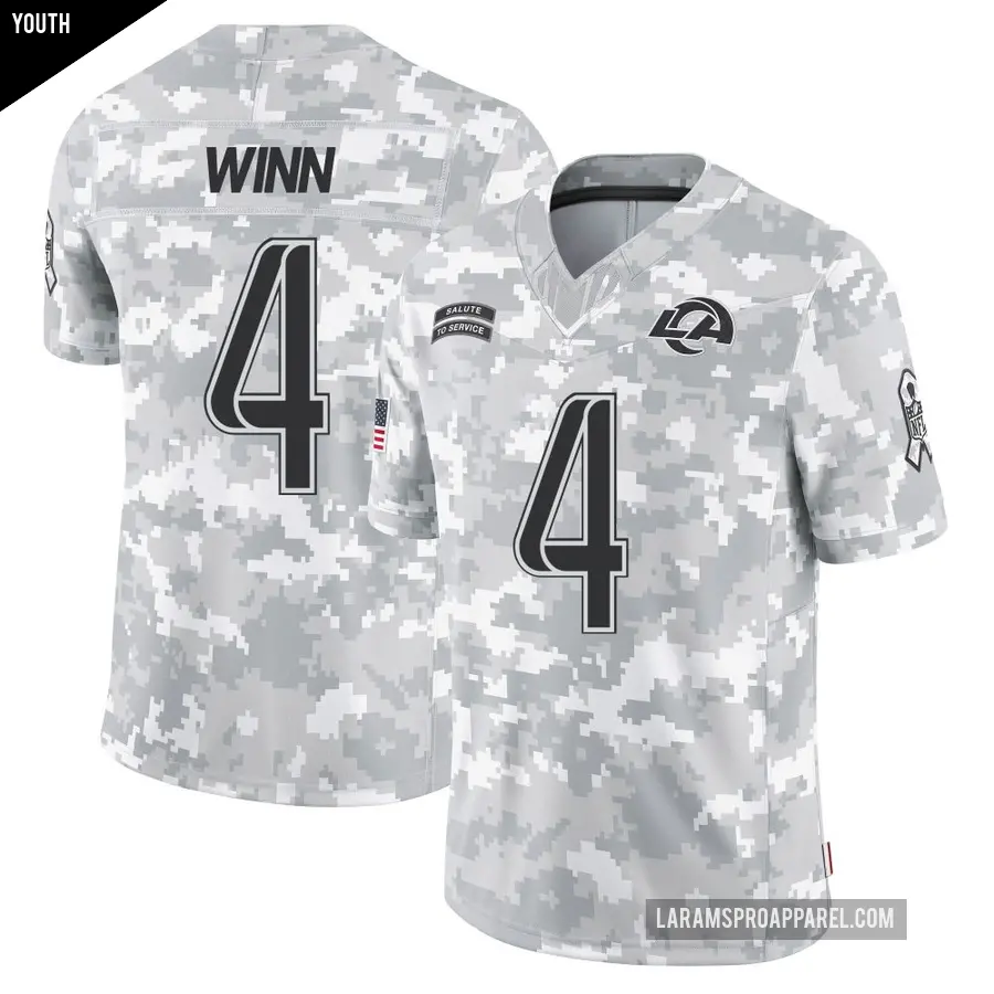 Youth Los Angeles Rams ＃4 Dresser Winn Arctic Camo Limited 2024 Salute to Service Jersey