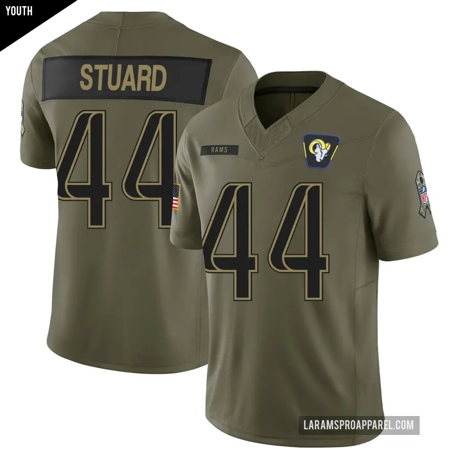 Youth Los Angeles Rams ＃44 Grant Stuard Olive Limited 2025 Salute to Service Jersey