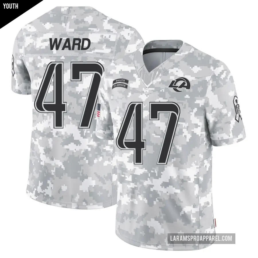 Youth Los Angeles Rams ＃47 Alex Ward Arctic Camo Limited 2024 Salute to Service Jersey