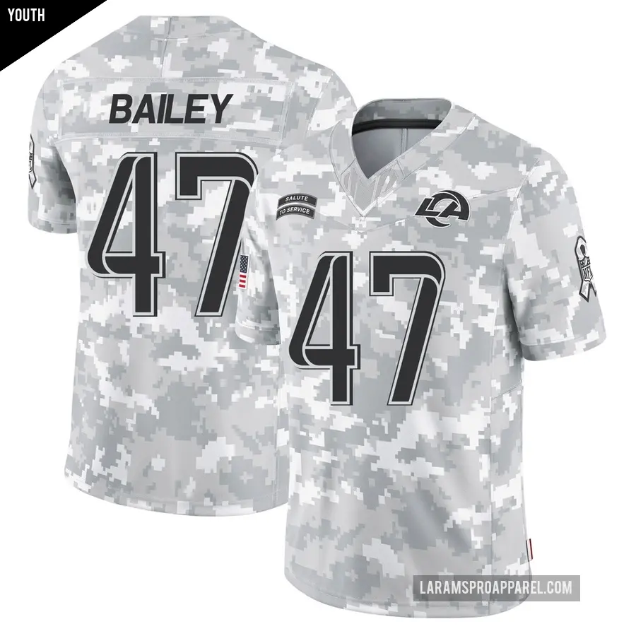 Youth Los Angeles Rams ＃47 Wesley Bailey Arctic Camo Limited 2024 Salute to Service Jersey