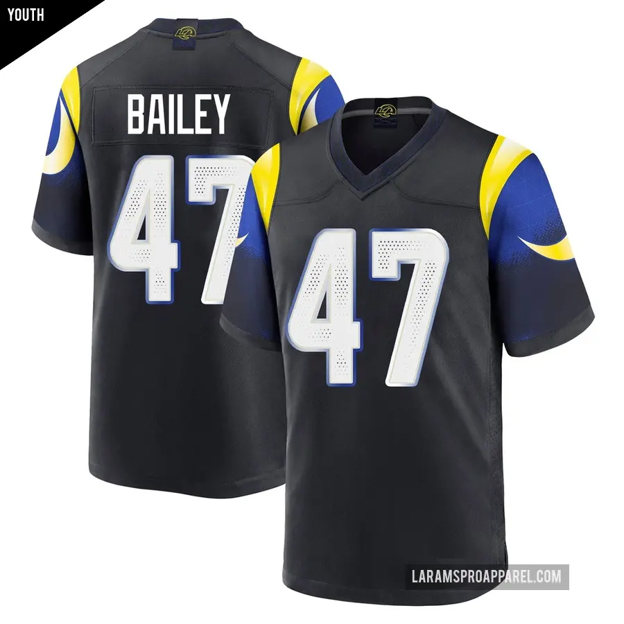 Youth Los Angeles Rams ＃47 Wesley Bailey Blue Game Midnight 2025 Rivalries Collection Jersey