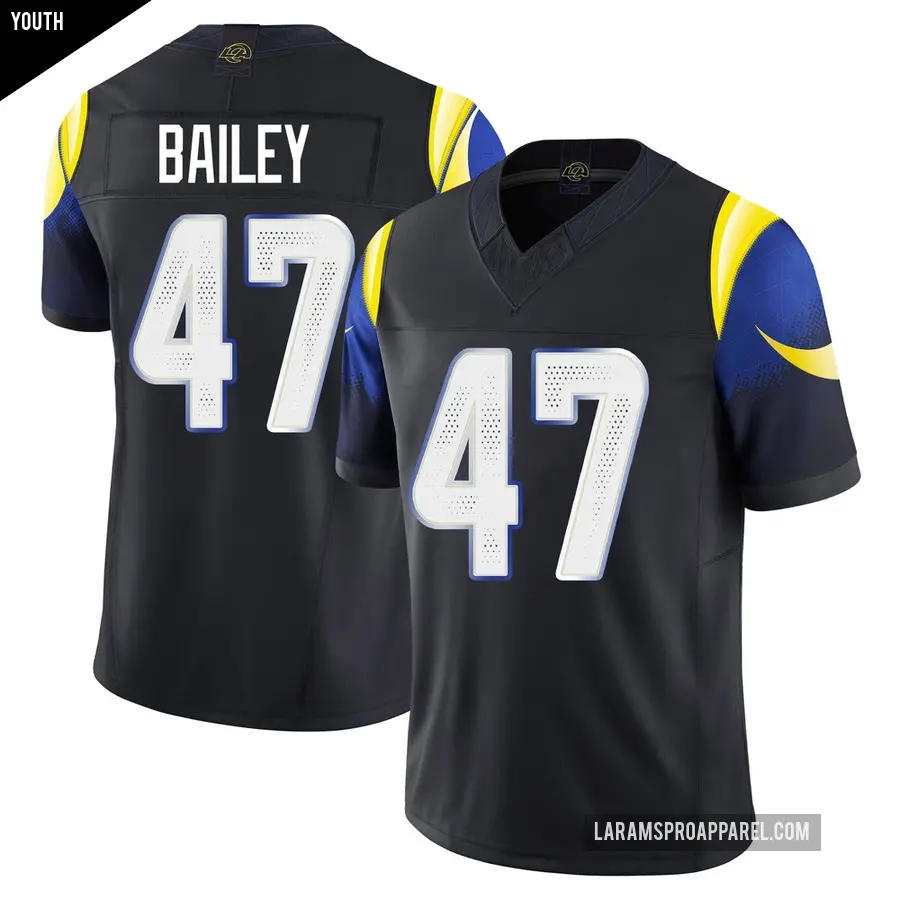 Youth Los Angeles Rams ＃47 Wesley Bailey Blue Limited Midnight 2025 Rivalries Collection Jersey