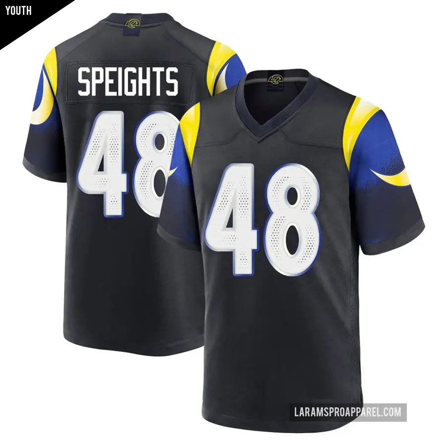 Youth Los Angeles Rams ＃48 Omar Speights Blue Game Midnight 2025 Rivalries Collection Jersey