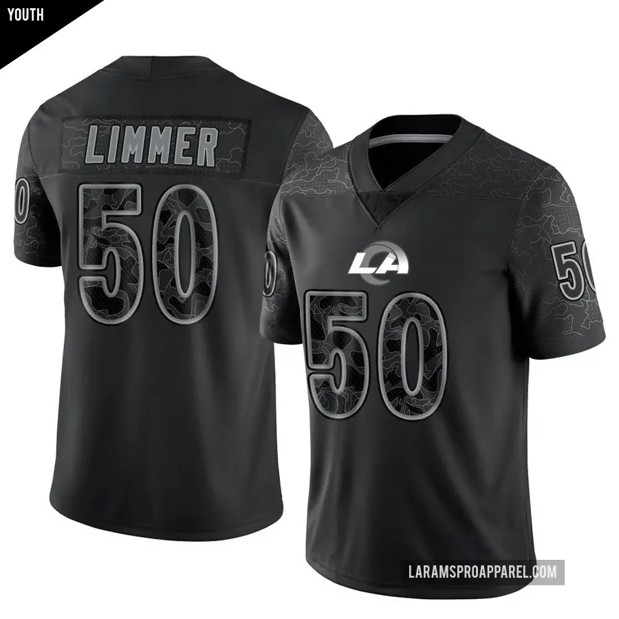 Youth Los Angeles Rams ＃50 Beaux Limmer Black Limited Reflective Jersey