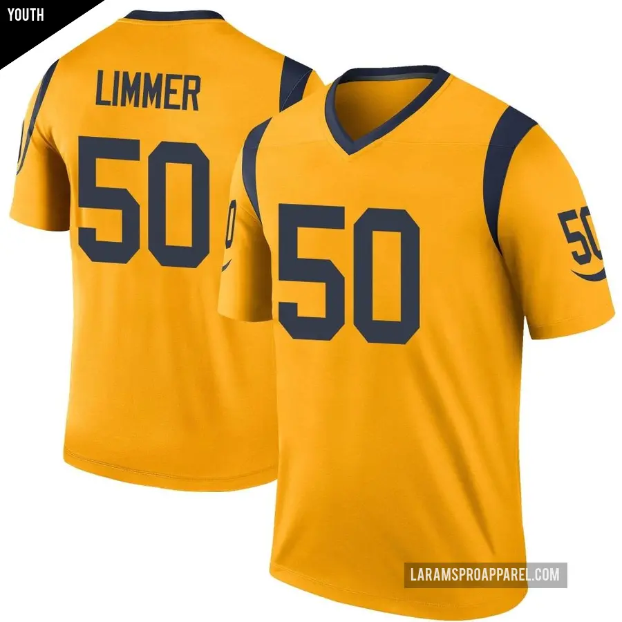 Youth Los Angeles Rams ＃50 Beaux Limmer Gold Legend Color Rush Jersey