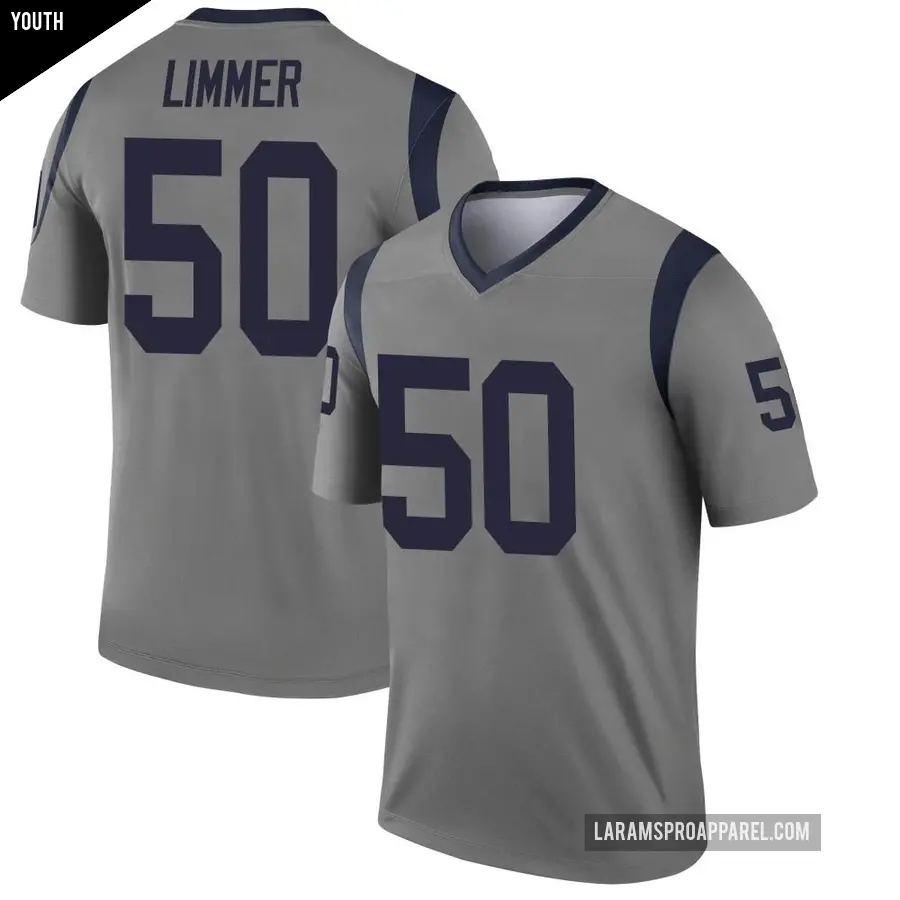 Youth Los Angeles Rams ＃50 Beaux Limmer Gray Legend Inverted Jersey