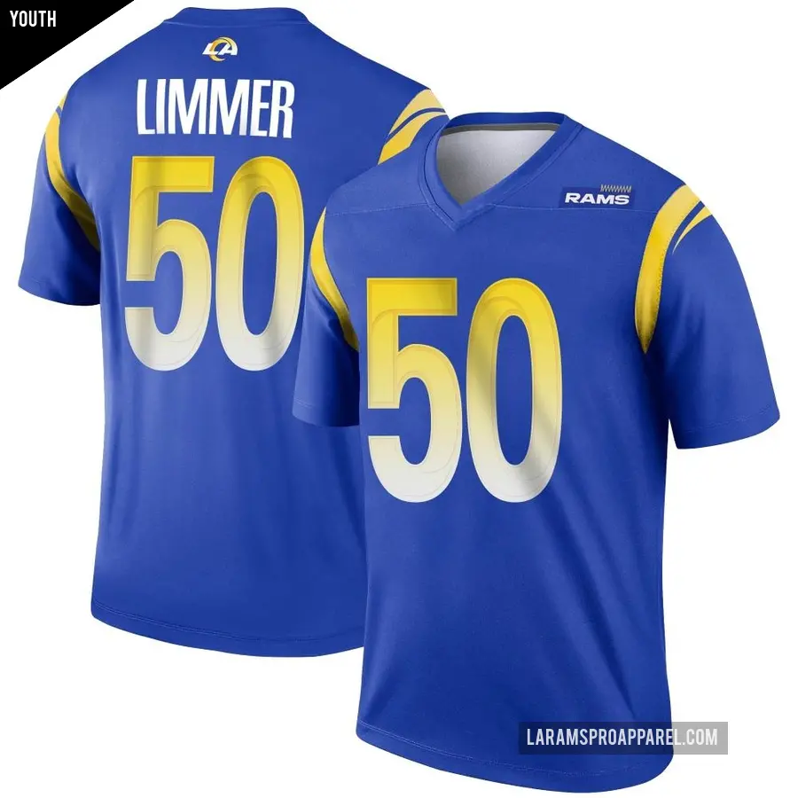 Youth Los Angeles Rams ＃50 Beaux Limmer Royal Legend Jersey