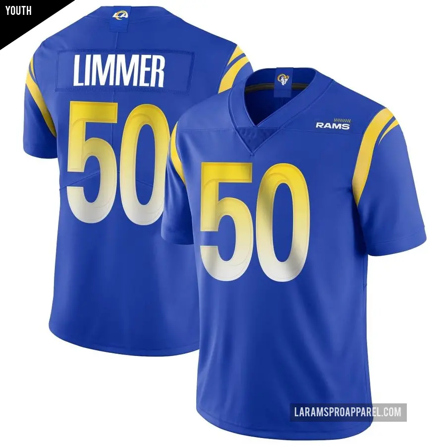 Youth Los Angeles Rams ＃50 Beaux Limmer Royal Limited Alternate Vapor Untouchable Jersey