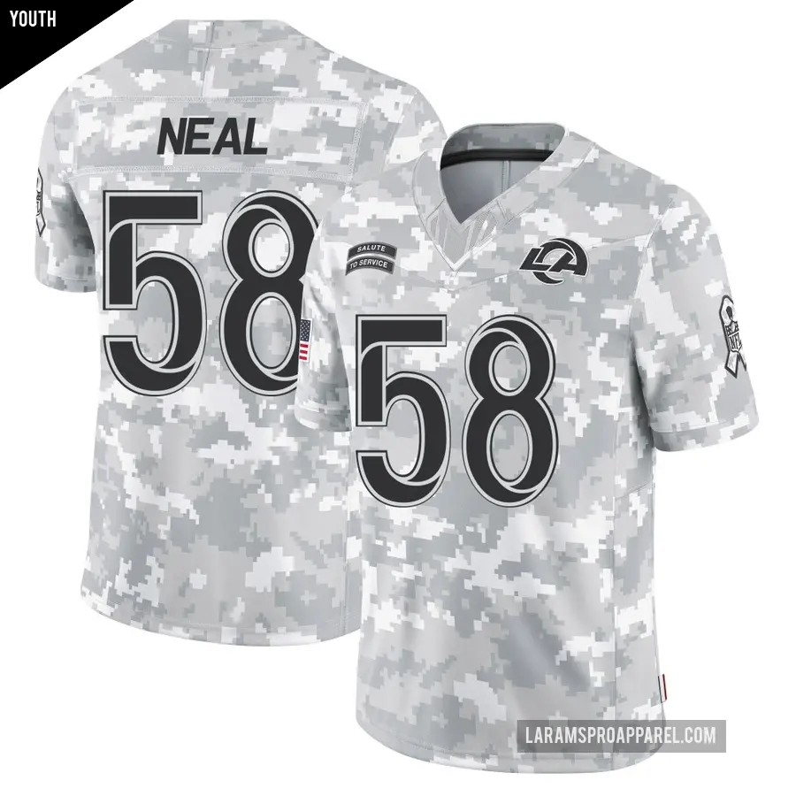 Youth Los Angeles Rams ＃58 Elias Neal Arctic Camo Limited 2024 Salute to Service Jersey