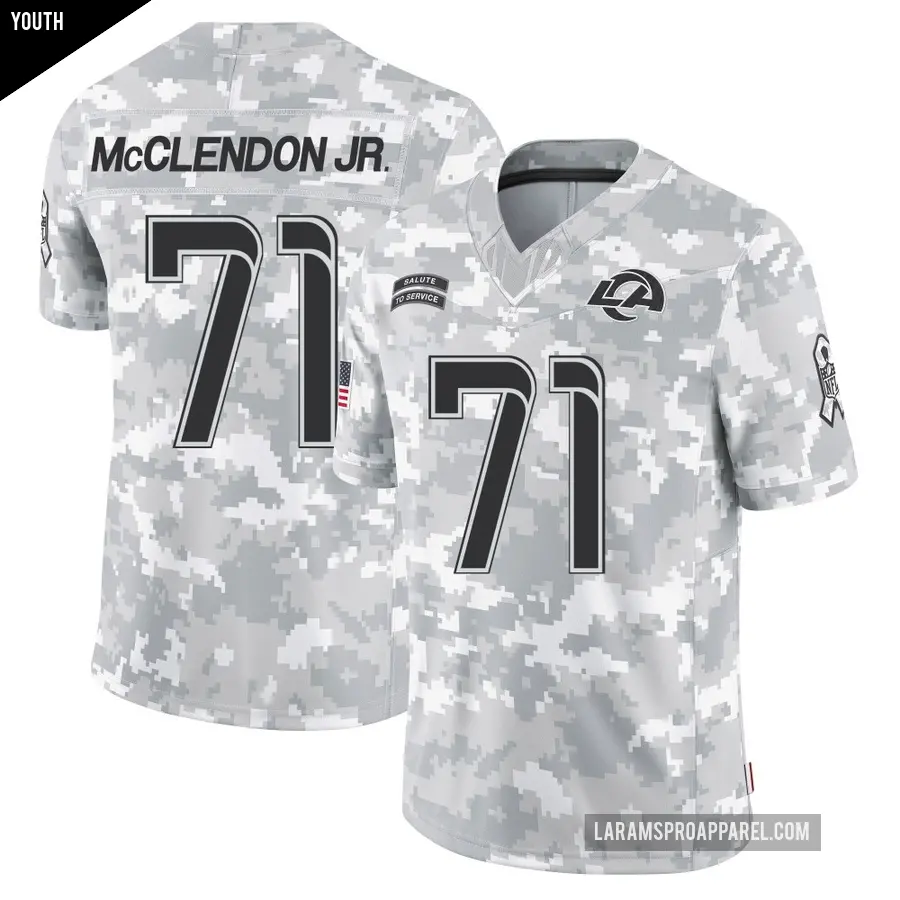 Youth Los Angeles Rams ＃71 Warren McClendon Jr. Arctic Camo Limited 2024 Salute to Service Jersey