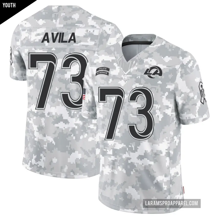 Youth Los Angeles Rams ＃73 Steve Avila Arctic Camo Limited 2024 Salute to Service Jersey