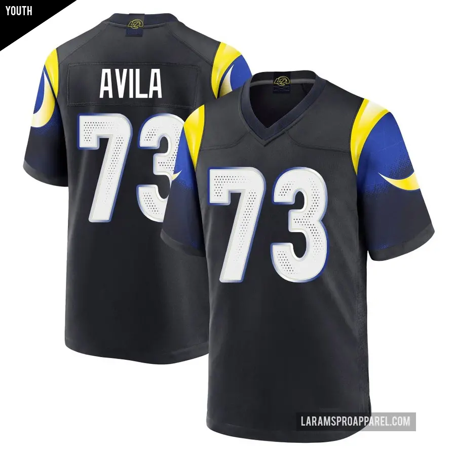 Youth Los Angeles Rams ＃73 Steve Avila Blue Game Midnight 2025 Rivalries Collection Jersey