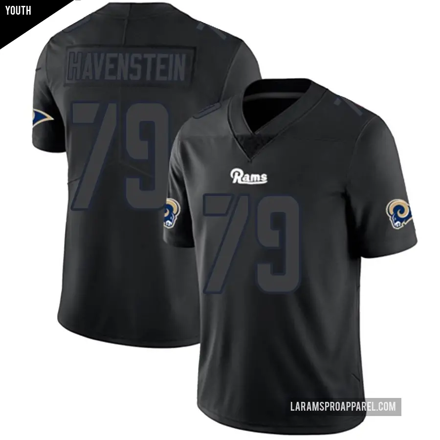 Youth Los Angeles Rams &#65283;79 Rob Havenstein Black Impact Limited Jersey