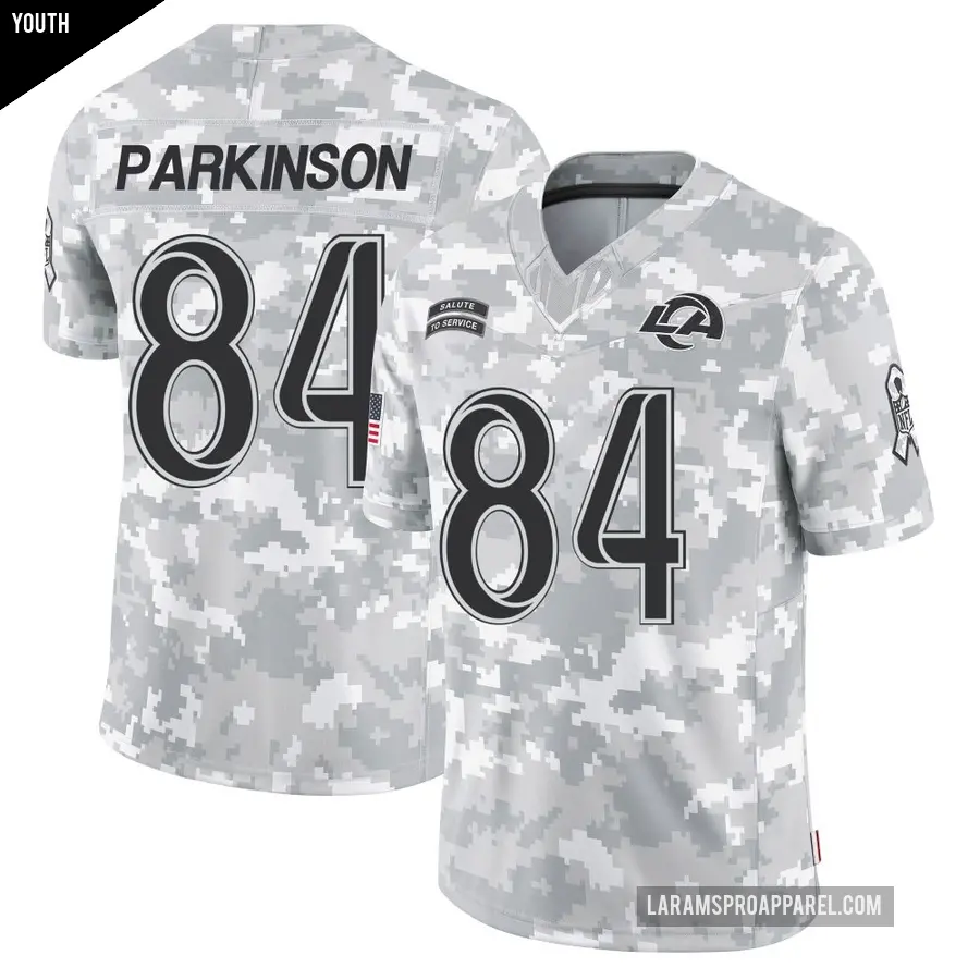 Youth Los Angeles Rams ＃84 Colby Parkinson Arctic Camo Limited 2024 Salute to Service Jersey
