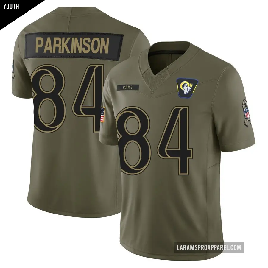 Youth Los Angeles Rams ＃84 Colby Parkinson Olive Limited 2025 Salute to Service Jersey