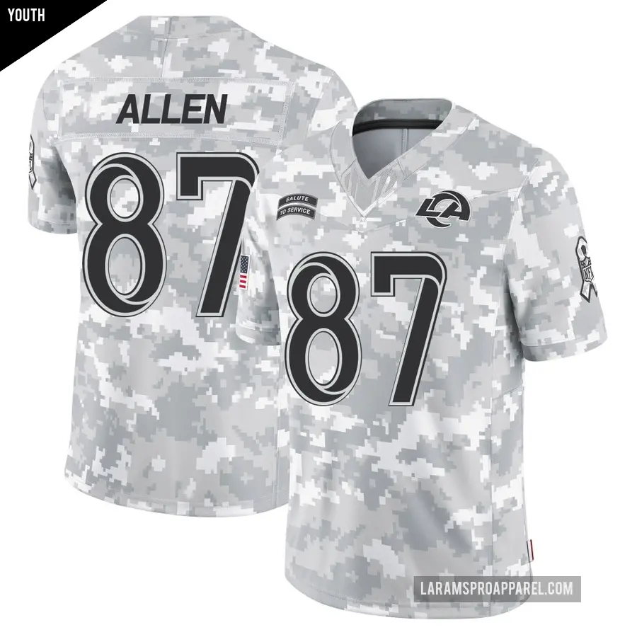 Youth Los Angeles Rams ＃87 Davis Allen Arctic Camo Limited 2024 Salute to Service Jersey